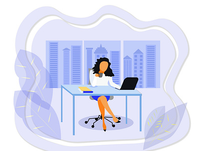 Businesswoman in an office business businesswoman corporate desk green jobs laptor manager money office office worker officework profit skyscrapers style success urban urban art urban life workspace