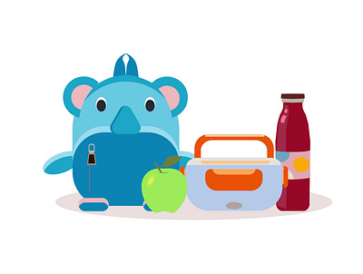 Lunch set apple bag box eat element flat food healthy illustration isolated lunch lunchbox meal nutrition object pack package school set snack