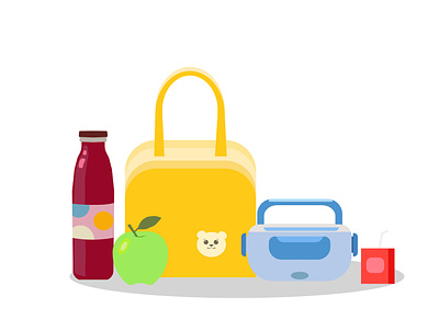 Lunchbox set apple bag box eat element flat food healthy illustration isolated lunch lunchbox meal nutrition object pack package school set snack