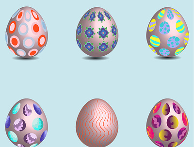 Easter, decorated eggs 3d celebration colorful decoration easter egg illustration set