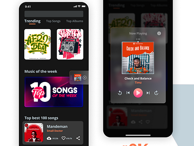 Music App with Pop up overlay app design minimal ui ux