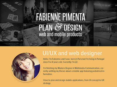 Portfolio about black design header instagram mobile picture plan portfolio uiux webdesign website work yellow