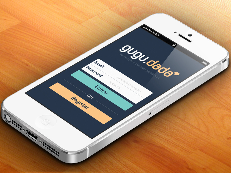 Gugudada app ui ux design flat kids mobile care login form