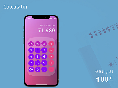 dauly ui 004 Calculator app blobs calculator calculator ui daily 100 challenge design japanese love ui ux