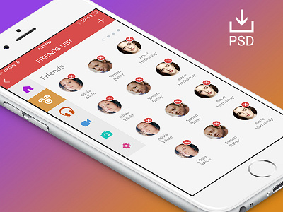 Friends List Concept Screen for iphone6 app apple colors flat iphone iphone6 mobile red ui ux
