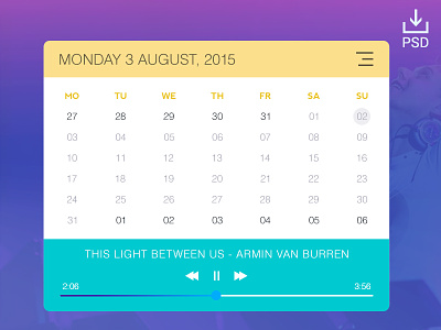 Calendar & Music Widget android app calender ios mobile music pakistan ui ui ux designer ux widget