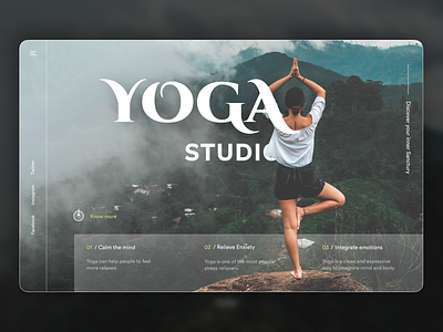 Web Header for Yoga Studio branding dailyui exercise figma fitness glassmorphism herosection landing page meditation minimal ui ui design ux design web wellness yoga yogastudio