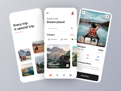 Travel App app design booking booking app flat holiday minimal mobile travel trip ui ui design ux vacation