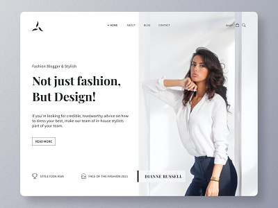 Fashion Blogger & Stylish beauty blog fashion home page landing page model modern style ui design uiux wear web design