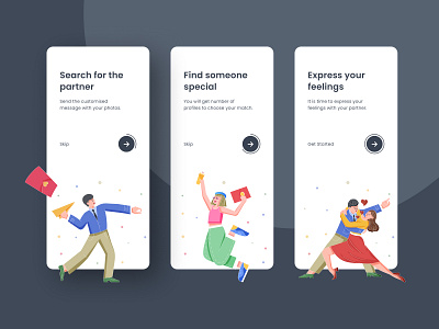 Onboarding Screens app dating design landing mobile mobile app mobile ui onboarding onboarding screen product design sign in sign up ui design uiux walkthrough welcome