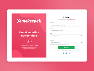 DailyUI #001 - Yemeksepeti Register Page Redesign app dailyui design product design ui uidesign uiux ux