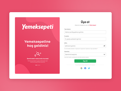 DailyUI #001 - Yemeksepeti Register Page Redesign