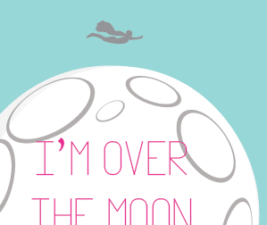 Im over the moon for you card flying moon superhero valentine valentines