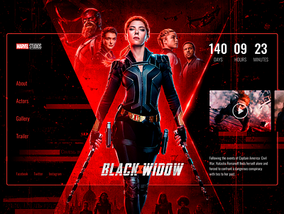 Black widow/ Черная вдова blackwidow concept design marvel ui ux web website