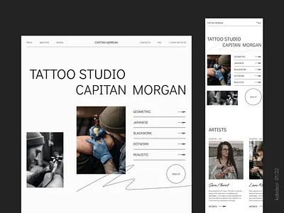 Concept web design tattoo studio animation concept design tattoo ui ux web website тату