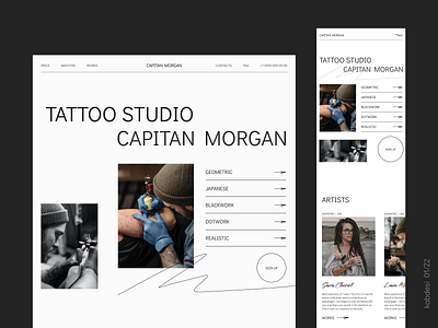 Concept web design tattoo studio