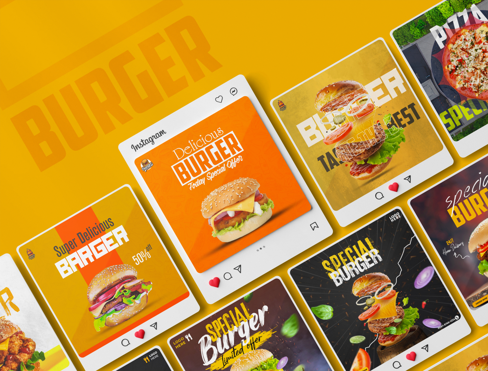 Burger Social Media Post Design by E Faysal on Dribbble