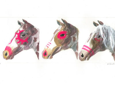 Painted Ponies ^3 acrylic animal horse illustration mixed media painting watercolor