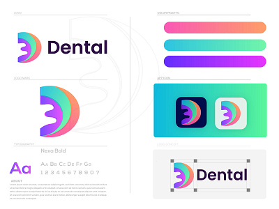 dnetal logo. app logo app logo icon colorful creative dental logo flat logo gradient logo logo design logo designs logotype minimalist logo minimalistic modern simple