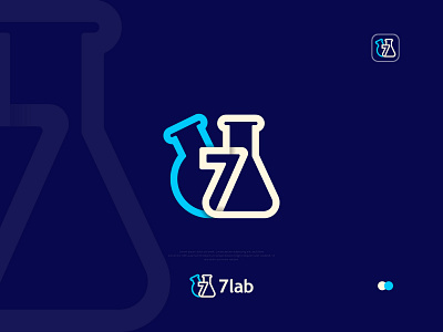 7 lab 1 2 3 4 5 7 8 6 9 7 lab logo app icon brand identity colorful creative unique design flat logo logo design logodesign logotype medical minimalist logo modern logo monogram symbol playful recharge science scientists scientific technology tube