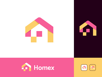 Homex abstract app icon brand identity colorful creative flat logo graphic design home buyer house logo design logo mark logodesign logotype minimalist logo modern logo mortgage playful professional designer real estate roof pixel