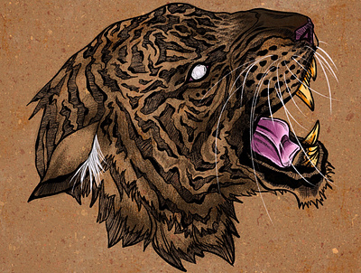 Paper Tiger digital art illustration procreate tiger