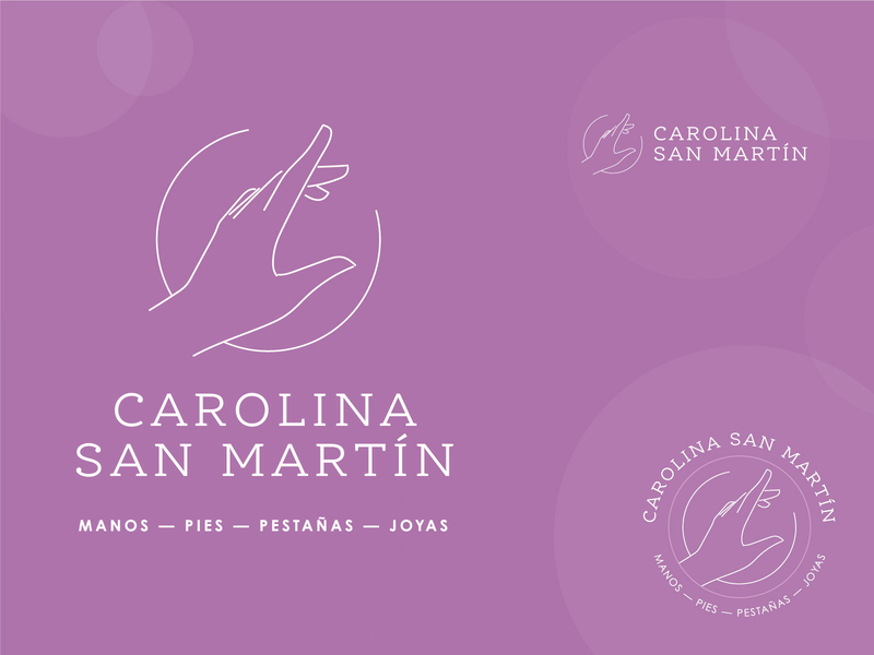 Carolina San Martín brand brand identity branding foot hair salon illustration jewelry lines logo nail salon pink purple salon woman