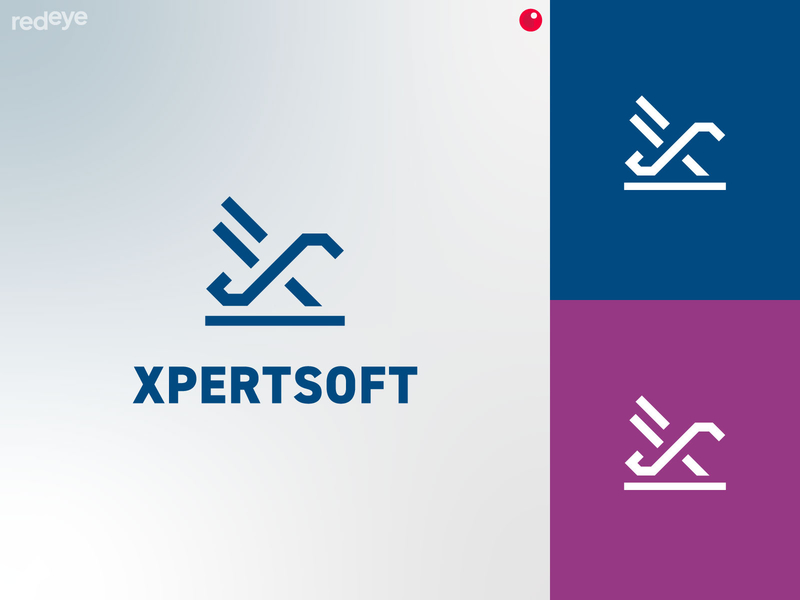 xpertsoft brand brand design brand identity branding flat logo software software company typography