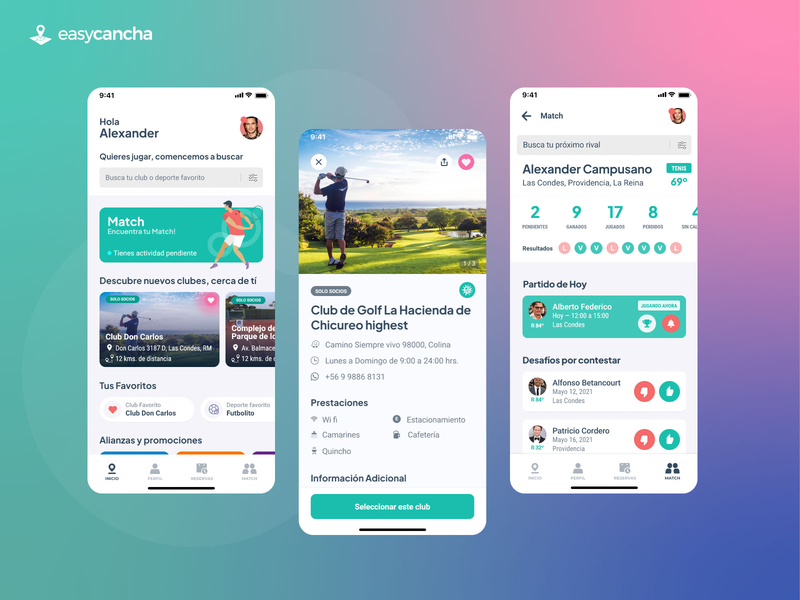 app easycancha app app design app mobile design flat ios mobile mobile design sports app ui ux white