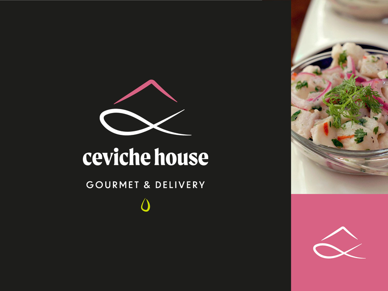 Ceviche house brand brand identity branding ceviche fish food logo logo design pink vector