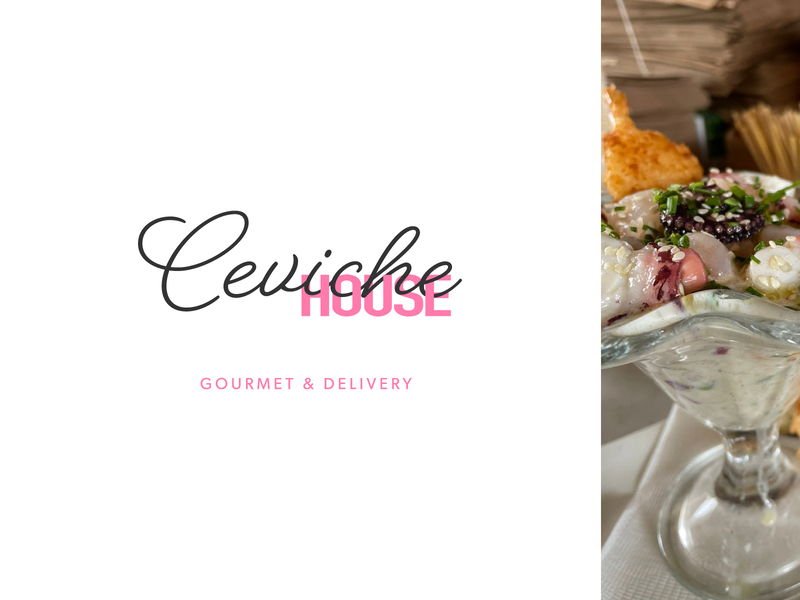 Ceviche house black brand brand identity branding ceviche design food house logo pink restaurant script seafood