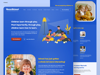 Kid-Friendly Blue Website Design Inspiration for a Day care/Kids branding creative daycare design graphic design illustration ui vector webdesign website