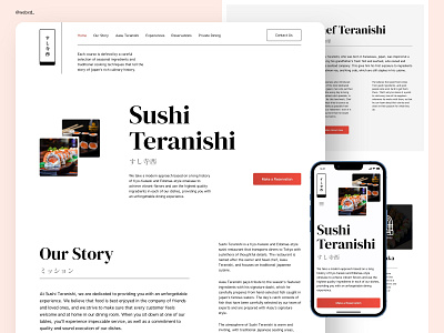 Sushi Teranishi - Traditional Japanese Sushi Restaurant adobe xd design figma graphic design home page japan japanese cuisine kitchen landing page restaurant sushi tradition ui uiux user experience design user interface design ux webdesign website website design