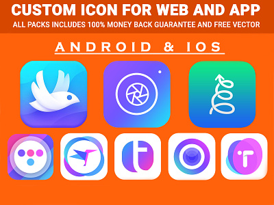 Design custom icon or app logo for web and android ios 3d android animation app app icon app logo branding design favicon flat icon graphic design illustration ios logo typography ui ux vector website icon
