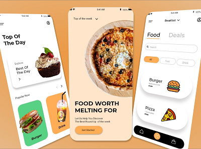 Food app uiux branding design graphicdesign illustration minimal typography vector