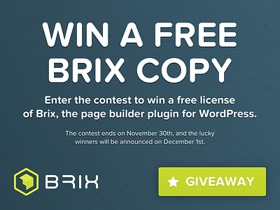 Brix WordPress page builder Giveaway contest free giveaway page builder plugin wordpress