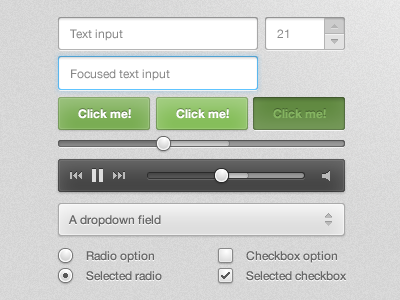 THB UI Kit audio buttons checkbox free freebie input kit player progress radio slider text ui