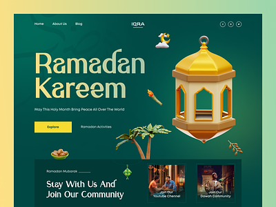 IQRA Web Header. clean colour creative dribbble2022 gradient header islam islamic muslim orix ramadan ramadan kareem ramadan mubarak sajon trending typography web web design webdesign website