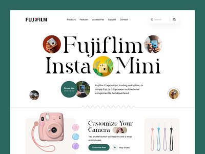 Fujifilm Web Header. camera clean colorful ecommerce fujifilm homepage instax camera landing page minimal orix photo photo frame photographer sajon shoot web web design webdesign website website design