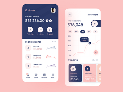 Crypto wallet App app app ui blockchain concept crypto crypto app crypto exchange crypto trading cryptocurrency design exchange finance fintech nft orix sajon trading ui ux wallet