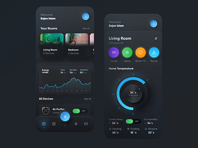 Smart Home - Mobile Apps app apps dark design device devices energy home home app home automation interface mobile orix product design sajon smart smart home smarthome trend uiux