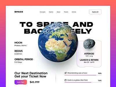 Space Flight Booking Website astronaut galaxy interface mars mars surface minimal orix parallax planet planets portal rocketship sajon satellite space spacetime spacex stars ui design website design