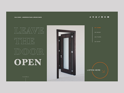 Leave The Door Open album branding color concept design door landing page minimal music silk sonic ui ux website