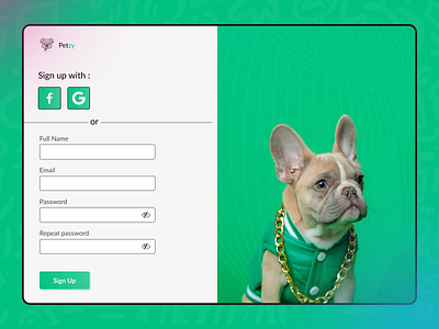 Sign up page for pet shop #dailyui #001 adobe xd figma job miro portfolio sketch ui ui designer uiux user experience user experience designer user interface user interface designer ux ux designer web design zeplin