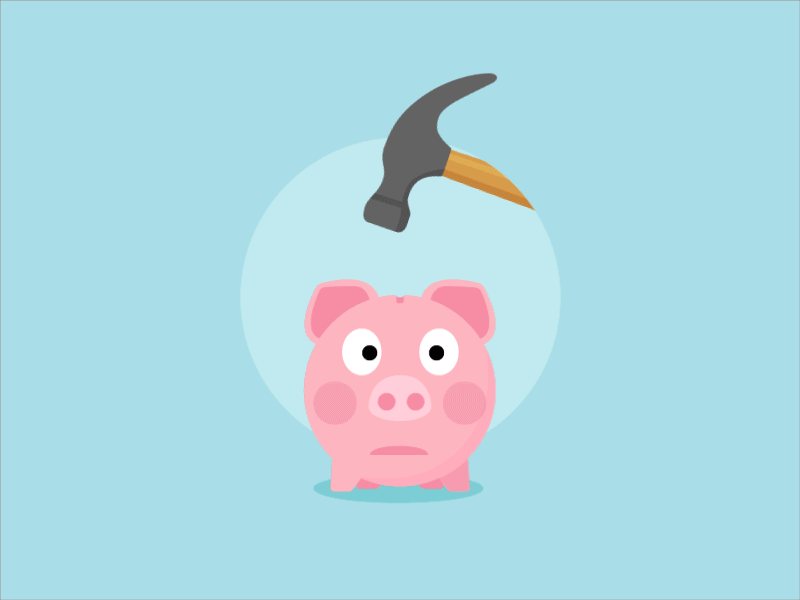 Piggy bank 2d after effects animation bank coin flat hammer piggy