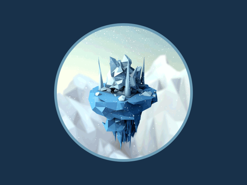 Ice Temple after effects animation cinema4d floating ice island low poly snow temple
