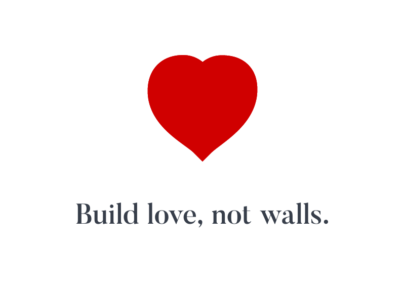 Build love, not walls heart logo love morph nolte organic particles transform valentines day walls