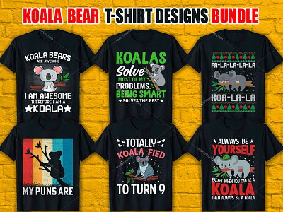 KOALA BEAR T -Shirt Design Bundle. custom t shirt how to make tshirt design t shirt design