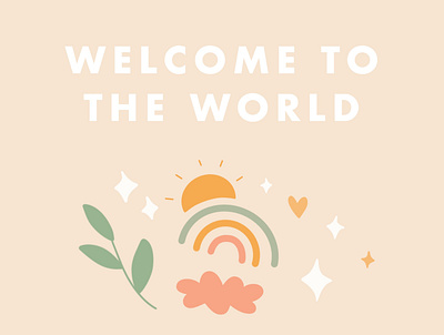 Welcome to the World artist branding design greeting card illustraion procreate rainbow sun