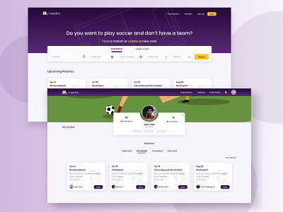 soccer app app ui userprofile ux web website